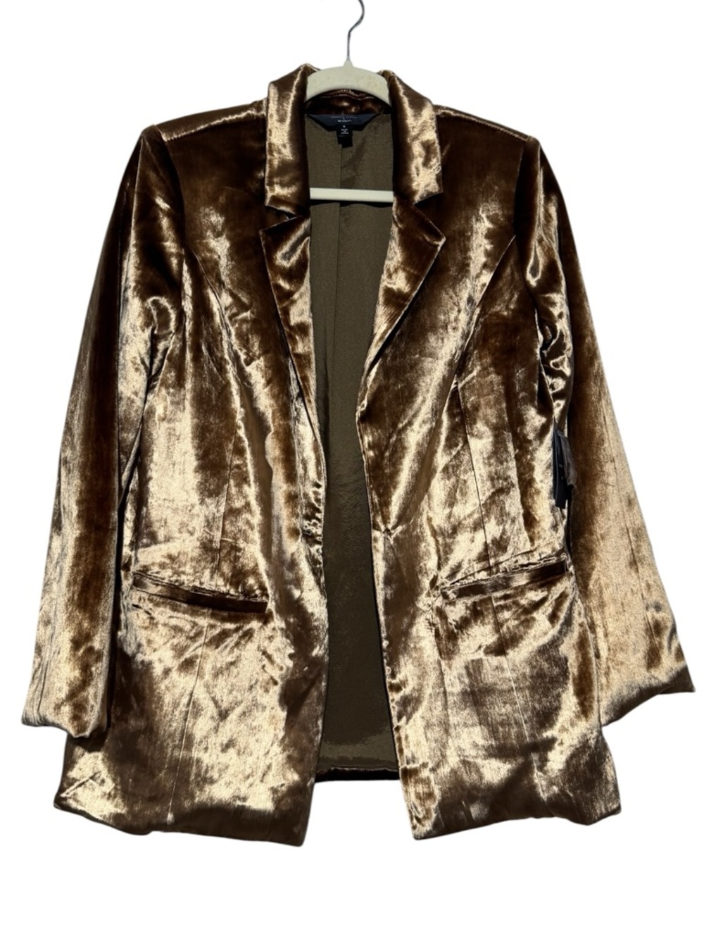 Chrissy Teigen x‎ Revolve NWT Velvet Blazer Women Size S Gold Metallic Formal